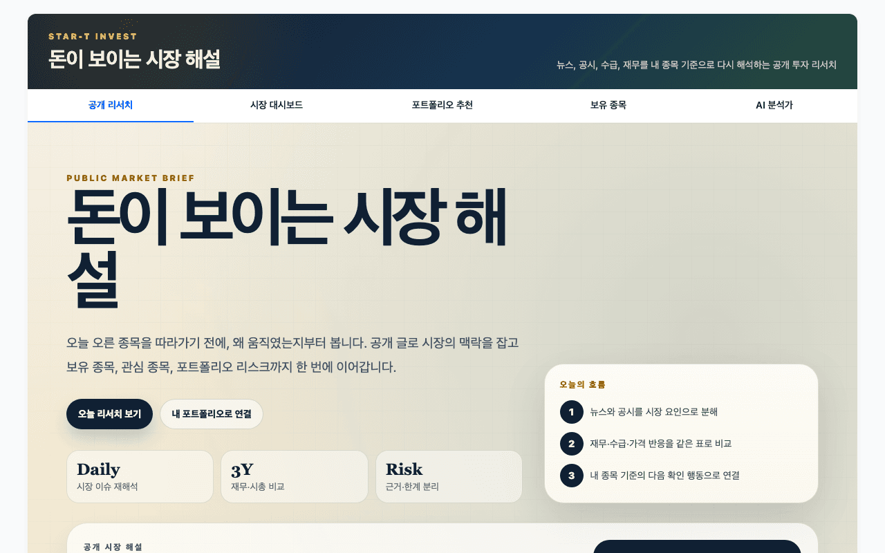 STAR-T INVEST 실제 화면